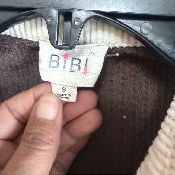 BiBi Corduroy Colorblock Shacket Cropped Brown Tan Neutral Boho Small - Picture 5 of 7